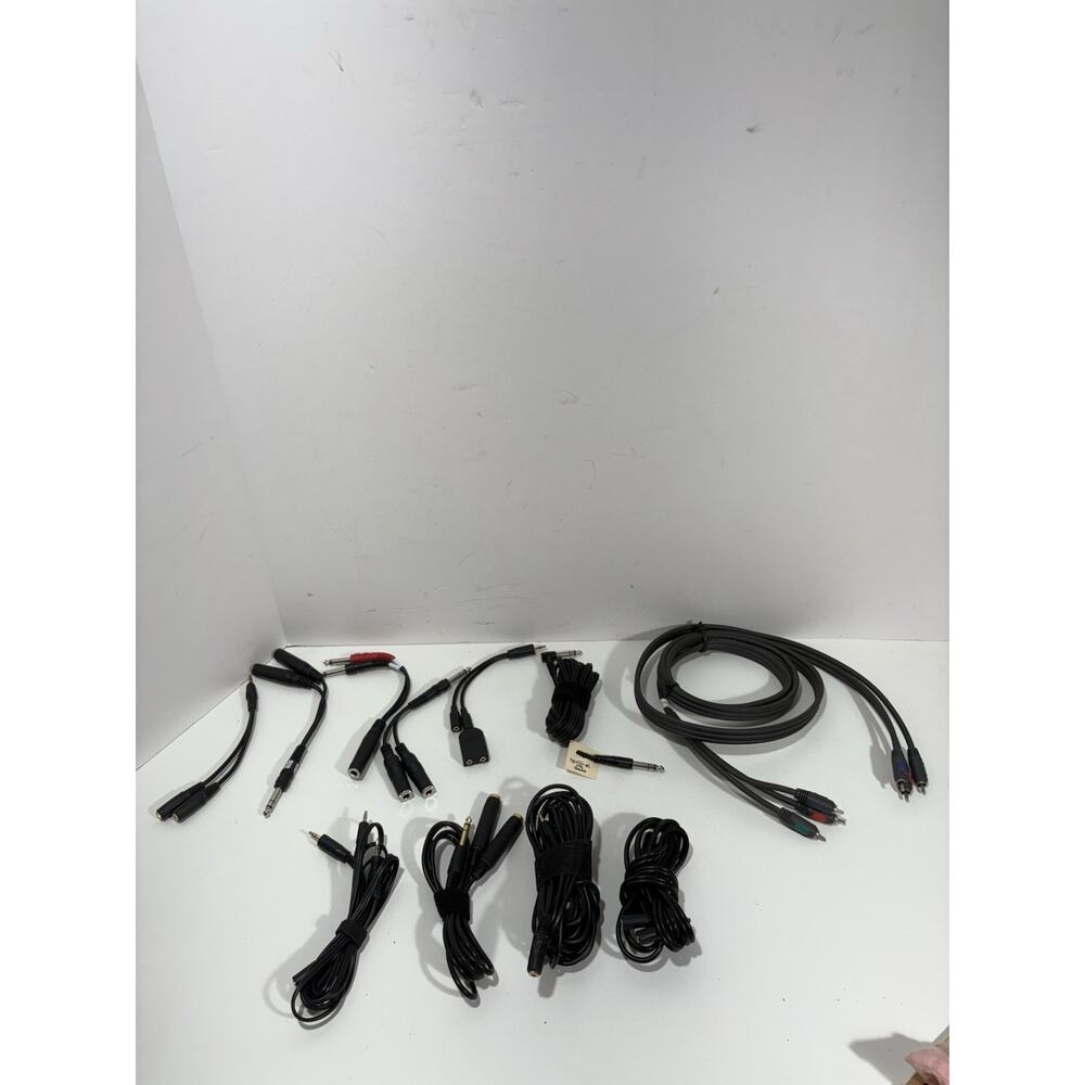 Lot Of 11 Stereo Cables Guitar Line Out Jack Stereo Audio Cable RCA & More